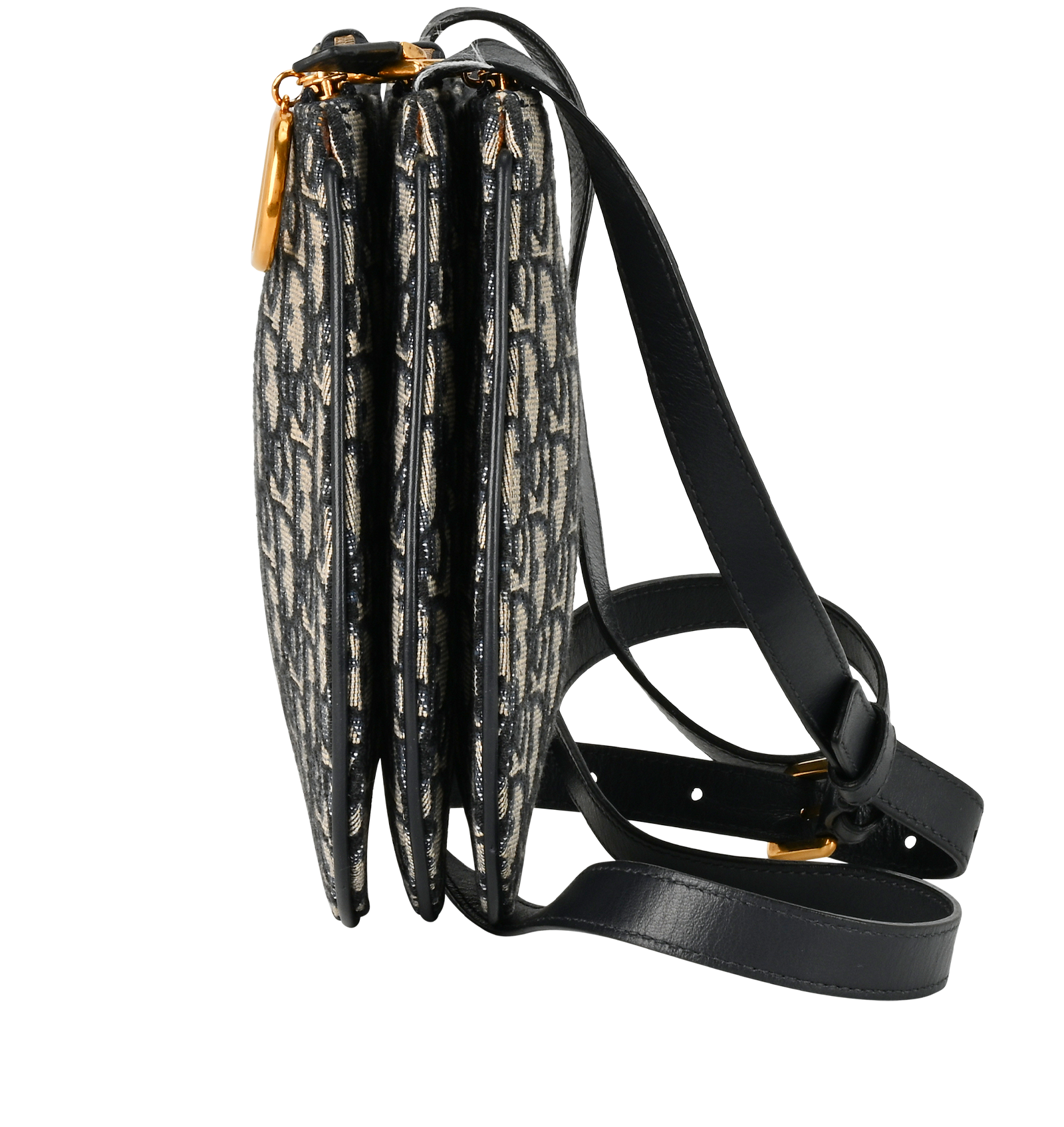 Trio Saddle, &pound;850, Handbags, Beige/Blue, Canvas, Bottom view